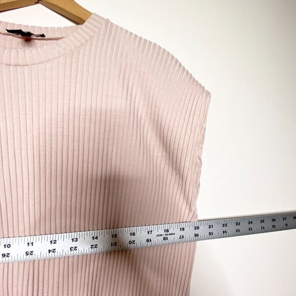 Eileen Fisher Ribbed Knit Top XL Dusty Mauve Pink Short Sleeve Sweater - Picture 7 of 8